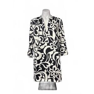 Boden Black and White Long Sleeve Dress